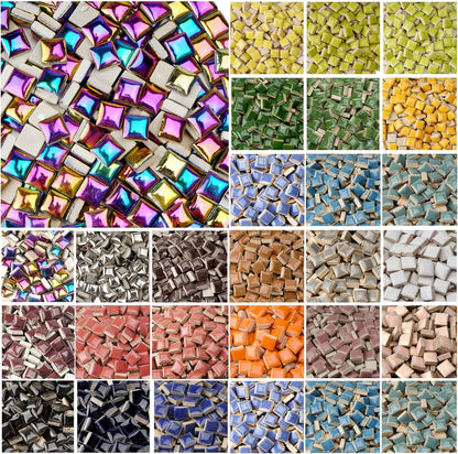 Glazed Ceramic Mosaic Tiles for Crafts,200 Pieces/300g Mosaic Pieces,12mm Square Shapes Glazed Porcelain Tiles for Art Craft Home Garden Decoration,Canary Yellow