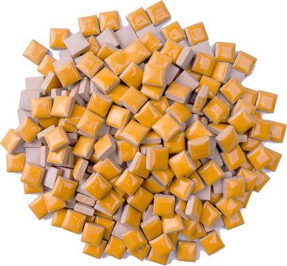 Glazed Ceramic Mosaic Tiles for Crafts,200 Pieces/300g Mosaic Pieces,12mm Square Shapes Glazed Porcelain Tiles for Art Craft Home Garden Decoration,Canary Yellow