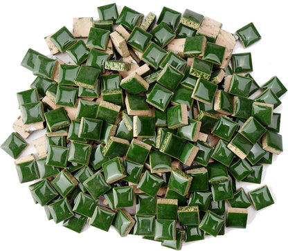 Glazed Ceramic Mosaic Tiles for Crafts,200 Pieces/300g Mosaic Pieces,12mm Square Shapes Glazed Porcelain Tiles for Art Craft Home Garden Decoration,Canary Yellow