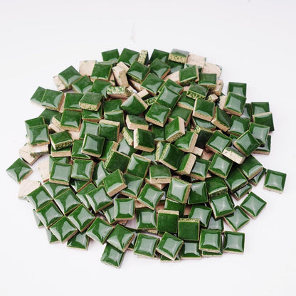 Glazed Ceramic Mosaic Tiles for Crafts,200 Pieces/300g Mosaic Pieces,12mm Square Shapes Glazed Porcelain Tiles for Art Craft Home Garden Decoration,Canary Yellow
