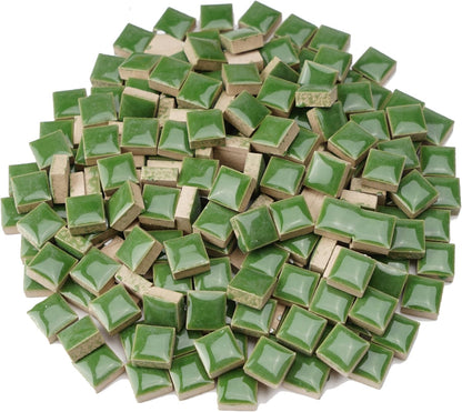 Glazed Ceramic Mosaic Tiles for Crafts,200 Pieces/300g Mosaic Pieces,12mm Square Shapes Glazed Porcelain Tiles for Art Craft Home Garden Decoration,Canary Yellow