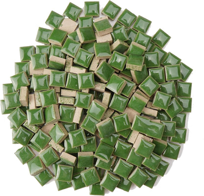 Glazed Ceramic Mosaic Tiles for Crafts,200 Pieces/300g Mosaic Pieces,12mm Square Shapes Glazed Porcelain Tiles for Art Craft Home Garden Decoration,Canary Yellow