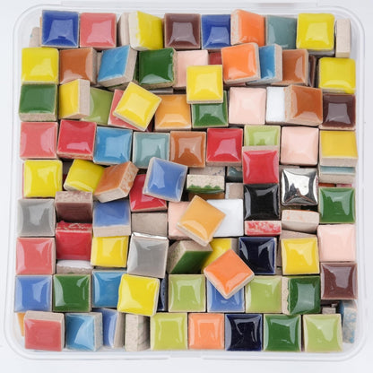 Glazed Ceramic Mosaic Tiles for Crafts,200 Pieces/300g Mosaic Pieces,12mm Square Shapes Glazed Porcelain Tiles for Art Craft Home Garden Decoration,Canary Yellow