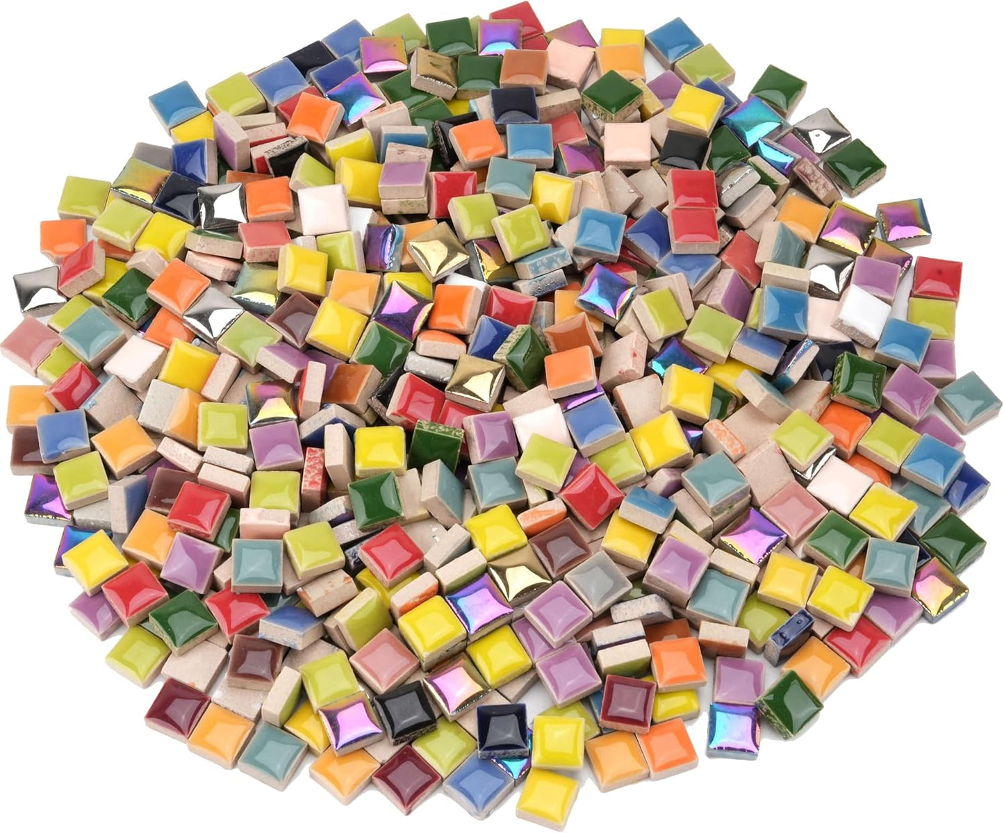 Glazed Ceramic Mosaic Tiles for Crafts,200 Pieces/300g Mosaic Pieces,12mm Square Shapes Glazed Porcelain Tiles for Art Craft Home Garden Decoration,Canary Yellow