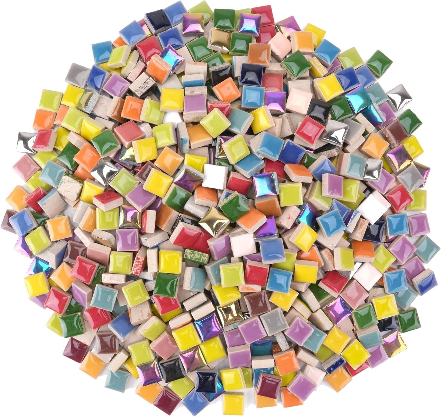Glazed Ceramic Mosaic Tiles for Crafts,200 Pieces/300g Mosaic Pieces,12mm Square Shapes Glazed Porcelain Tiles for Art Craft Home Garden Decoration,Canary Yellow