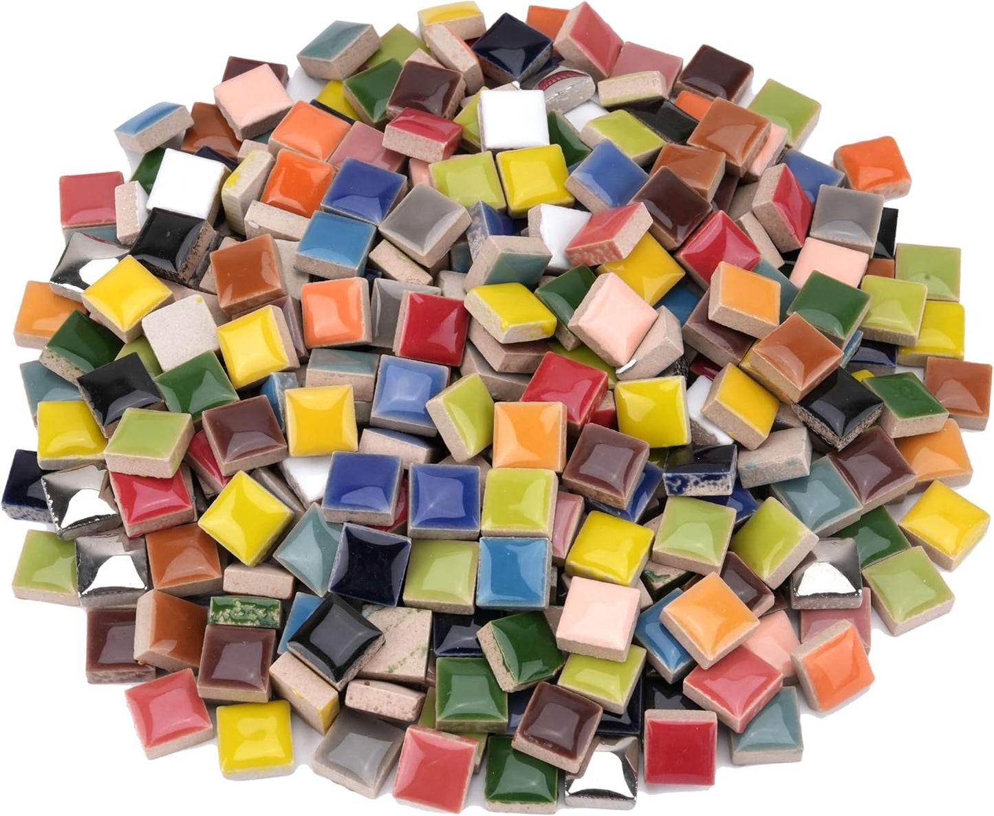 Glazed Ceramic Mosaic Tiles for Crafts,200 Pieces/300g Mosaic Pieces,12mm Square Shapes Glazed Porcelain Tiles for Art Craft Home Garden Decoration,Canary Yellow
