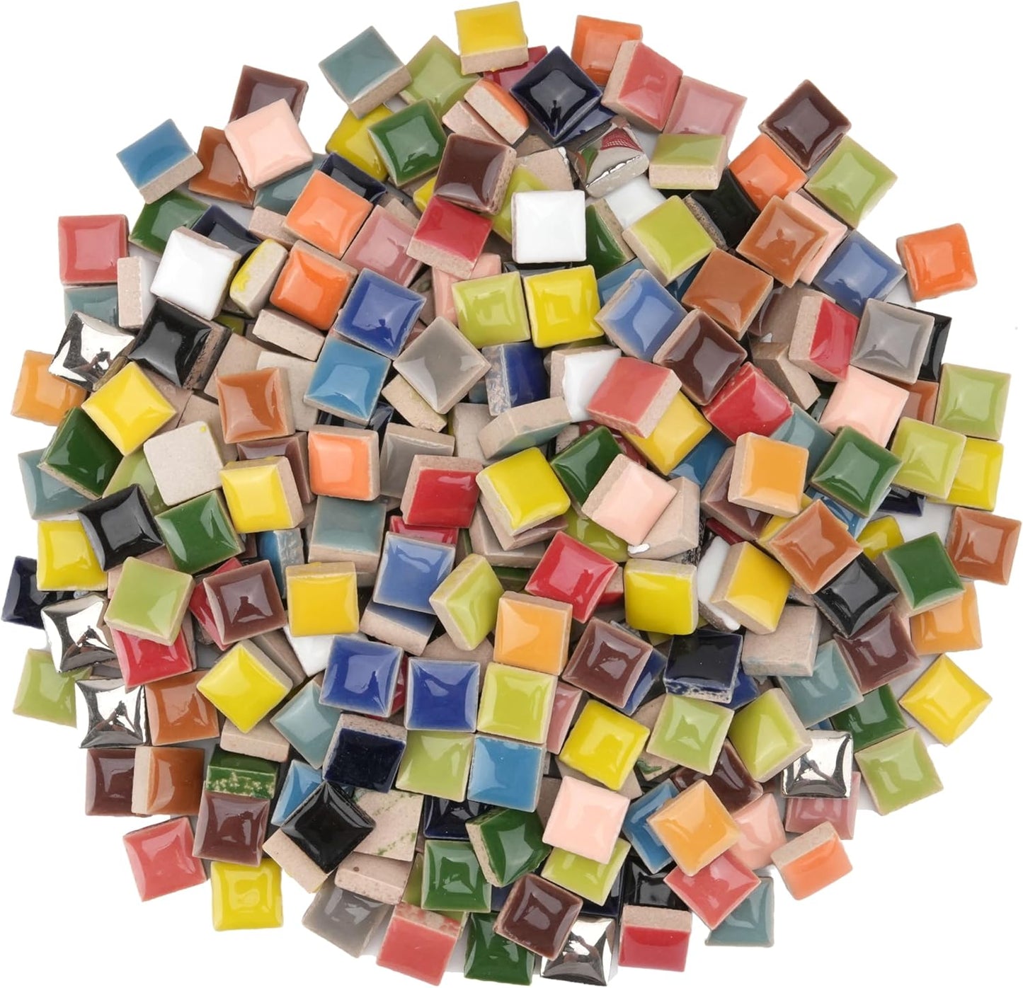 Glazed Ceramic Mosaic Tiles for Crafts,200 Pieces/300g Mosaic Pieces,12mm Square Shapes Glazed Porcelain Tiles for Art Craft Home Garden Decoration,Canary Yellow