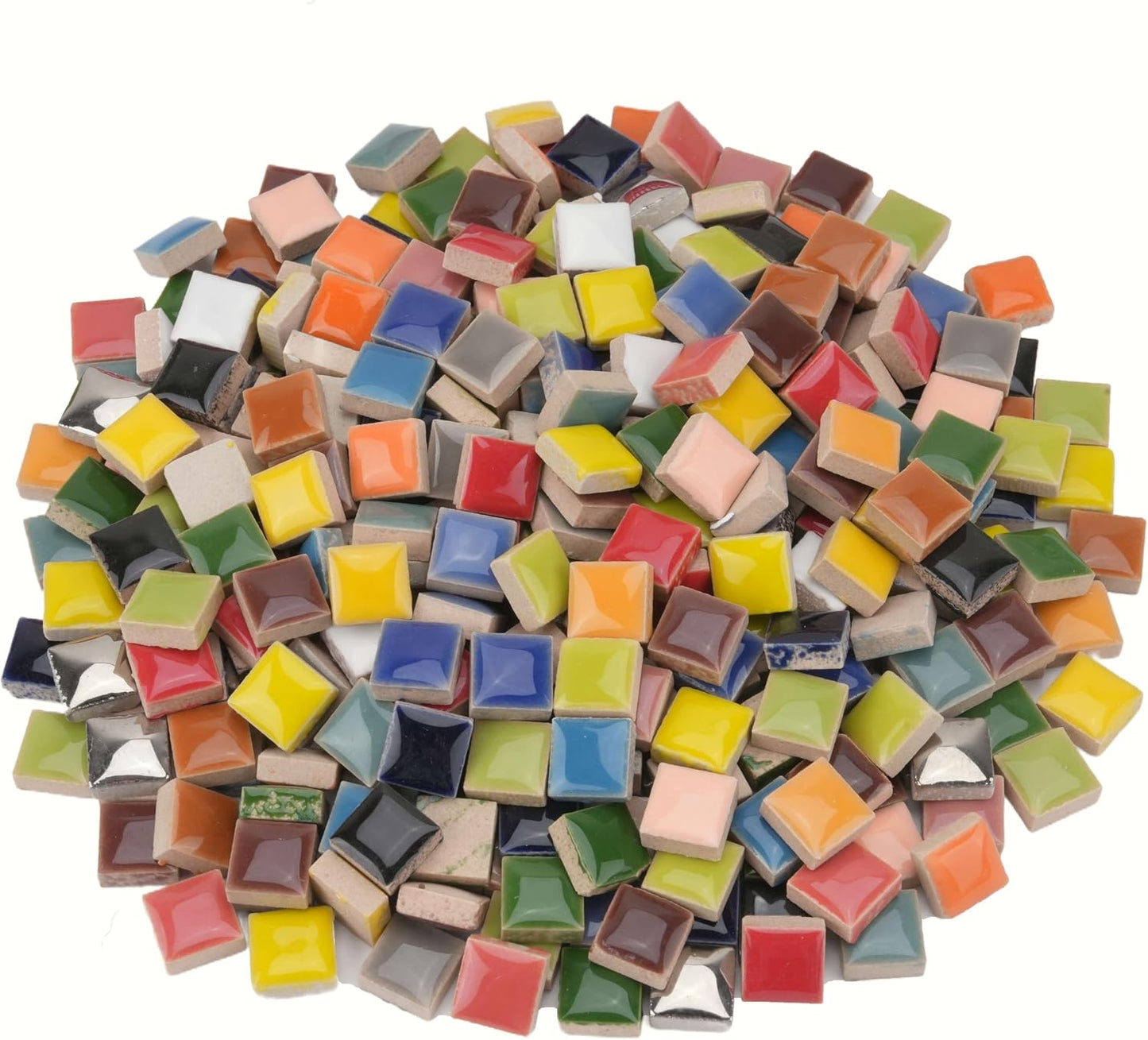 Glazed Ceramic Mosaic Tiles for Crafts,200 Pieces/300g Mosaic Pieces,12mm Square Shapes Glazed Porcelain Tiles for Art Craft Home Garden Decoration,Canary Yellow