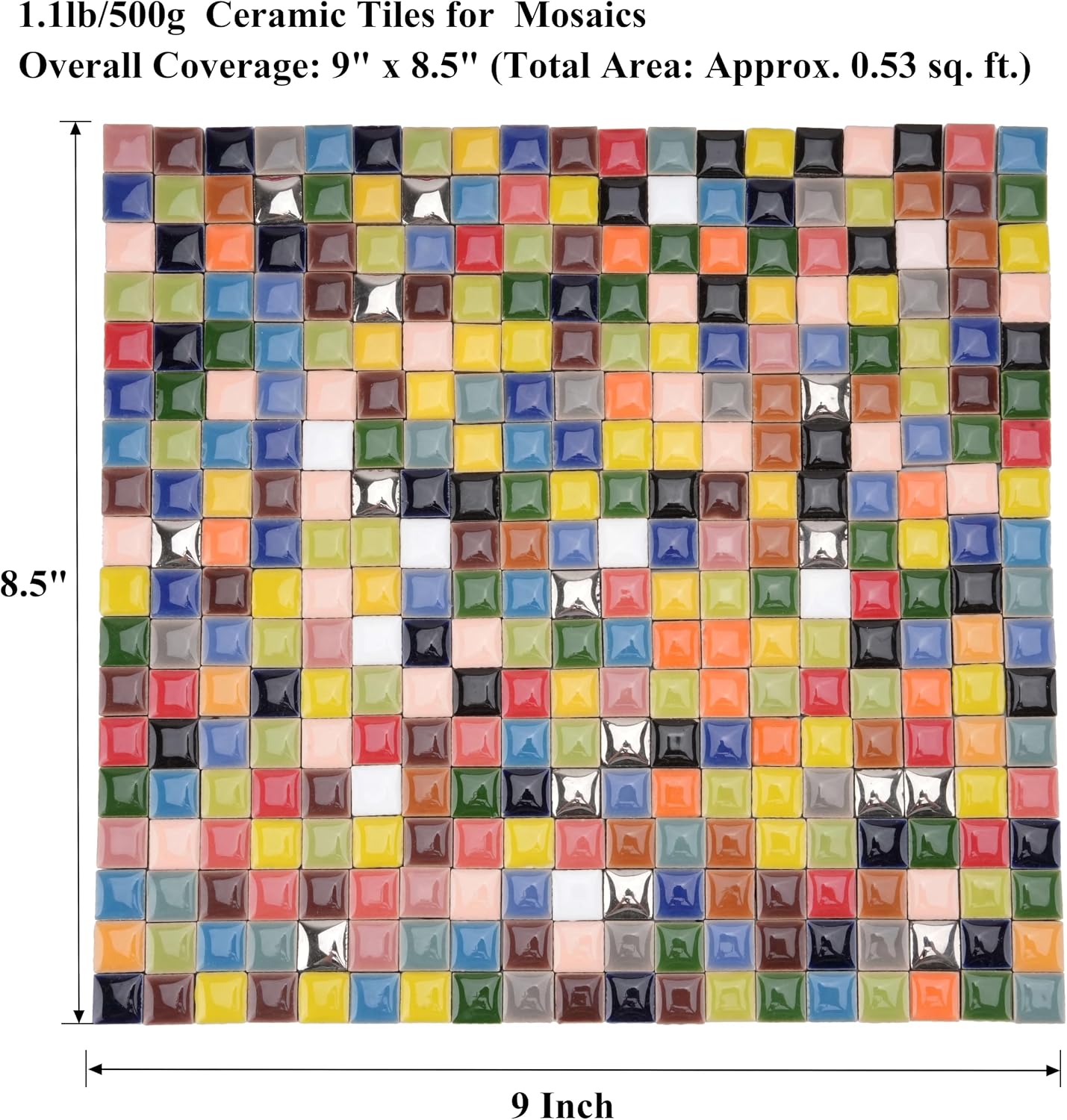 Glazed Ceramic Mosaic Tiles for Crafts,200 Pieces/300g Mosaic Pieces,12mm Square Shapes Glazed Porcelain Tiles for Art Craft Home Garden Decoration,Canary Yellow