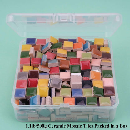 Glazed Ceramic Mosaic Tiles for Crafts,200 Pieces/300g Mosaic Pieces,12mm Square Shapes Glazed Porcelain Tiles for Art Craft Home Garden Decoration,Canary Yellow