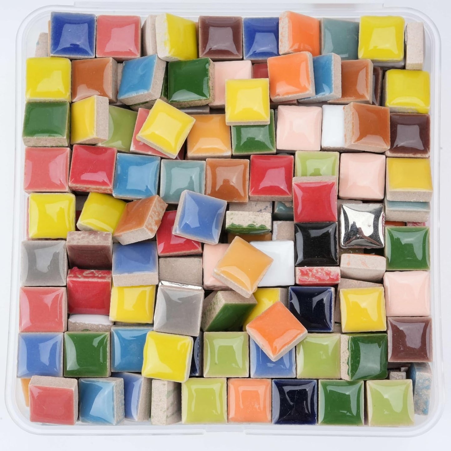 Glazed Ceramic Mosaic Tiles for Crafts,200 Pieces/300g Mosaic Pieces,12mm Square Shapes Glazed Porcelain Tiles for Art Craft Home Garden Decoration,Canary Yellow