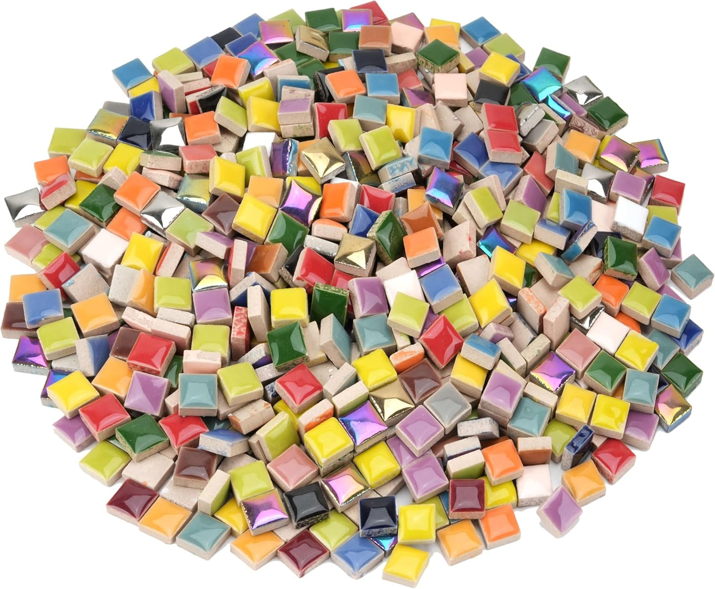 Glazed Ceramic Mosaic Tiles for Crafts,200 Pieces/300g Mosaic Pieces,12mm Square Shapes Glazed Porcelain Tiles for Art Craft Home Garden Decoration,Canary Yellow