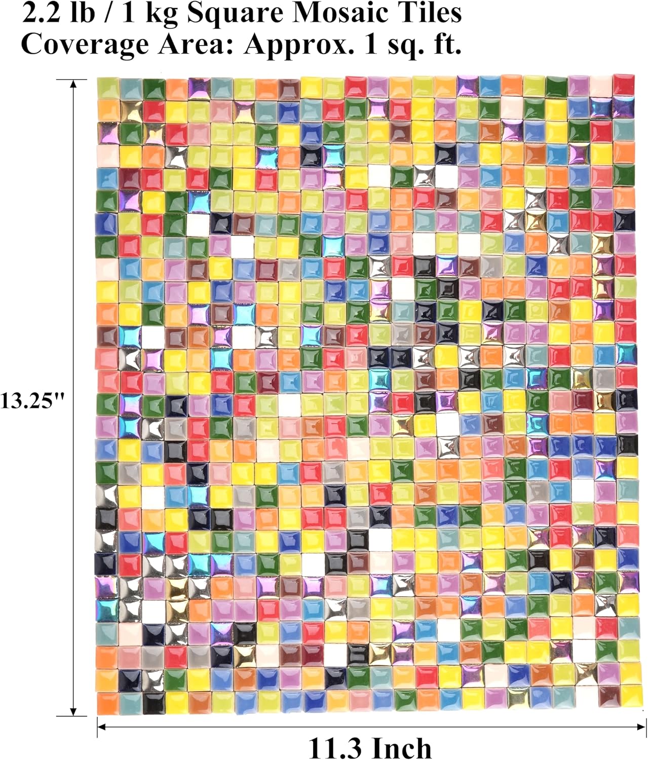 Glazed Ceramic Mosaic Tiles for Crafts,200 Pieces/300g Mosaic Pieces,12mm Square Shapes Glazed Porcelain Tiles for Art Craft Home Garden Decoration,Canary Yellow