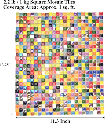 Glazed Ceramic Mosaic Tiles for Crafts,200 Pieces/300g Mosaic Pieces,12mm Square Shapes Glazed Porcelain Tiles for Art Craft Home Garden Decoration,Canary Yellow