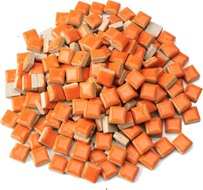 Glazed Ceramic Mosaic Tiles for Crafts,200 Pieces/300g Mosaic Pieces,12mm Square Shapes Glazed Porcelain Tiles for Art Craft Home Garden Decoration,Canary Yellow