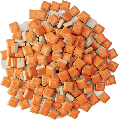 Glazed Ceramic Mosaic Tiles for Crafts,200 Pieces/300g Mosaic Pieces,12mm Square Shapes Glazed Porcelain Tiles for Art Craft Home Garden Decoration,Canary Yellow