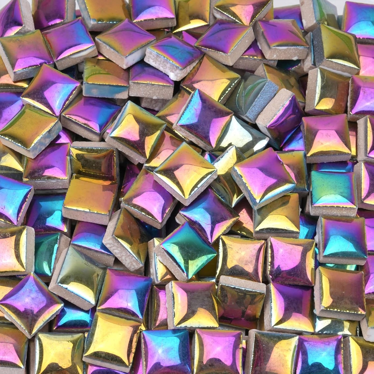 Glazed Ceramic Mosaic Tiles for Crafts,200 Pieces/300g Mosaic Pieces,12mm Square Shapes Glazed Porcelain Tiles for Art Craft Home Garden Decoration,Canary Yellow