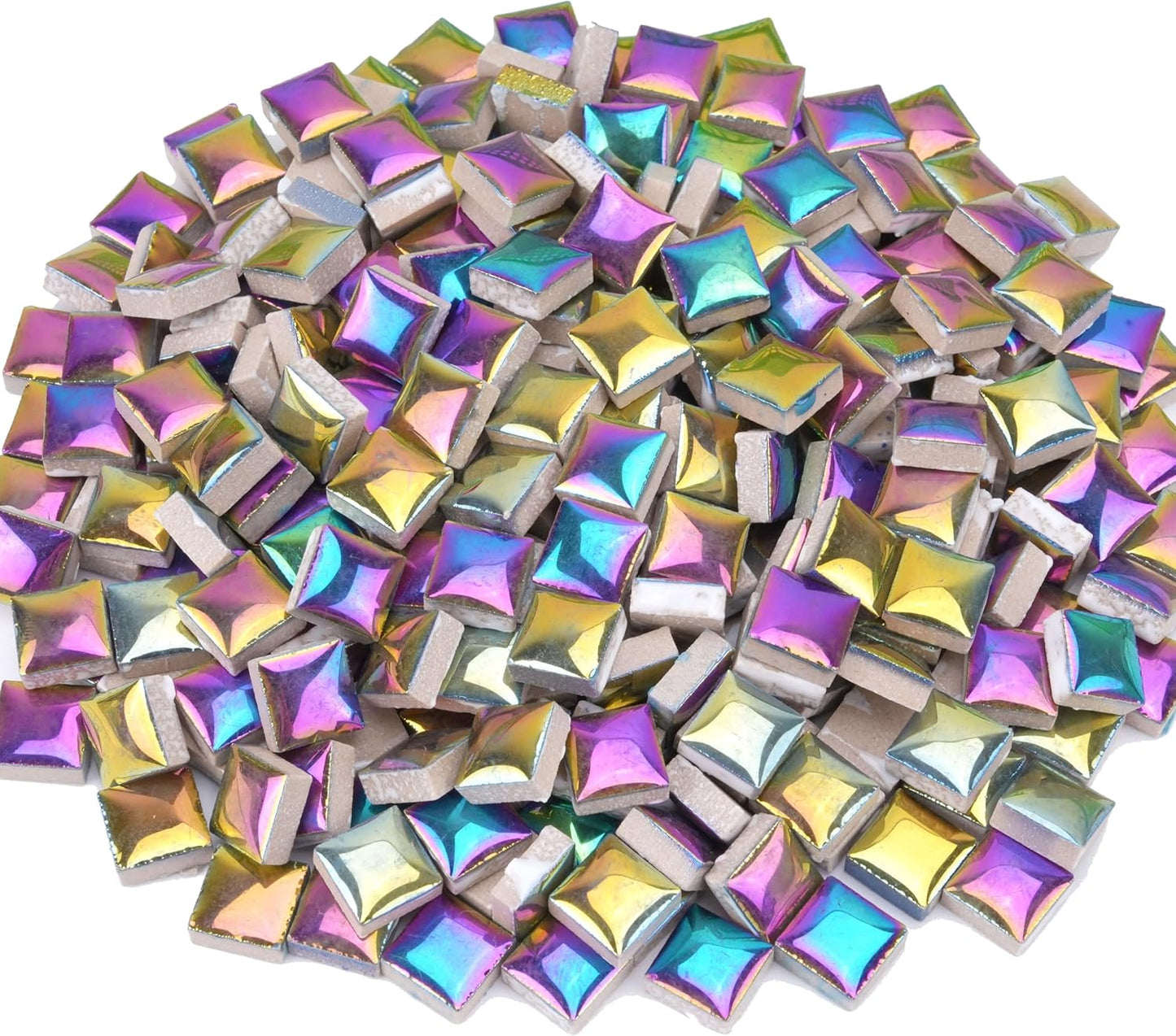 Glazed Ceramic Mosaic Tiles for Crafts,200 Pieces/300g Mosaic Pieces,12mm Square Shapes Glazed Porcelain Tiles for Art Craft Home Garden Decoration,Canary Yellow