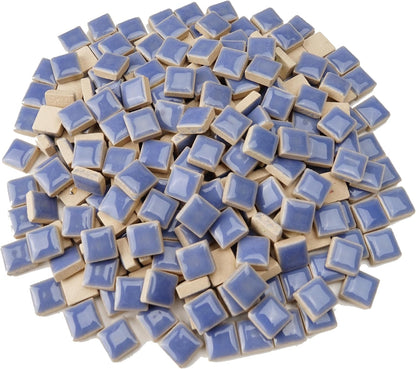 Glazed Ceramic Mosaic Tiles for Crafts,200 Pieces/300g Mosaic Pieces,12mm Square Shapes Glazed Porcelain Tiles for Art Craft Home Garden Decoration,Canary Yellow