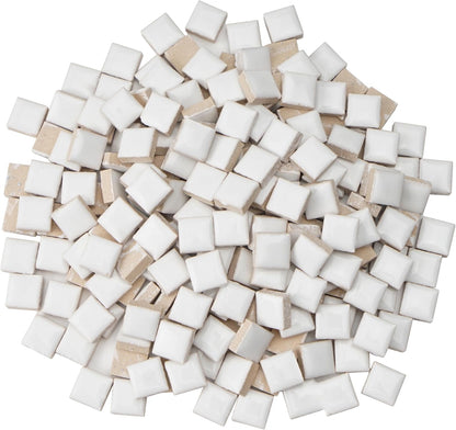 Glazed Ceramic Mosaic Tiles for Crafts,200 Pieces/300g Mosaic Pieces,12mm Square Shapes Glazed Porcelain Tiles for Art Craft Home Garden Decoration,Canary Yellow