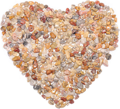 400Pcs 5-8mm Natural Yellow Crazy Lace Agate Chip Stone Beads | Pre-Drilled Irregular Healing Crystal Loose Gemstone Chip Beads for Adult DIY Bracelets, Necklaces, Earrings & Jewelry Making