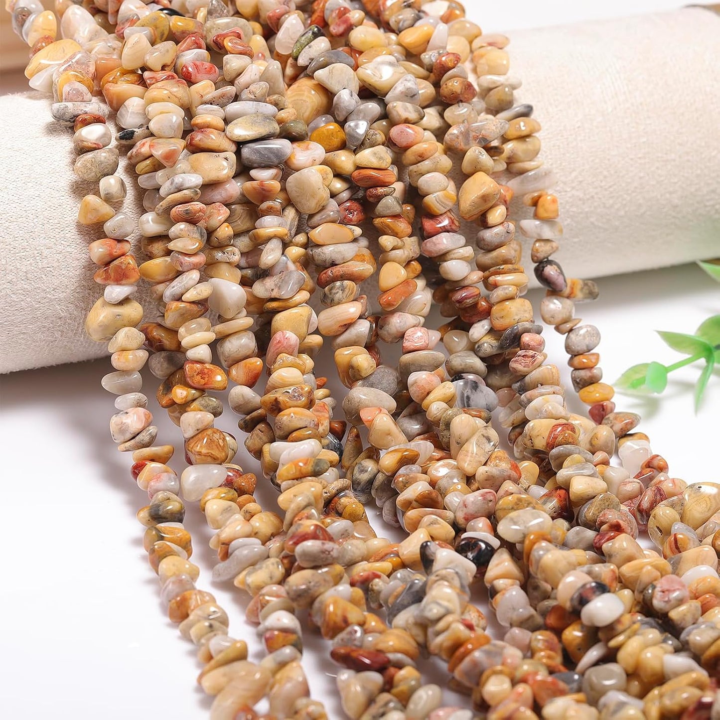 400Pcs 5-8mm Natural Yellow Crazy Lace Agate Chip Stone Beads | Pre-Drilled Irregular Healing Crystal Loose Gemstone Chip Beads for Adult DIY Bracelets, Necklaces, Earrings & Jewelry Making