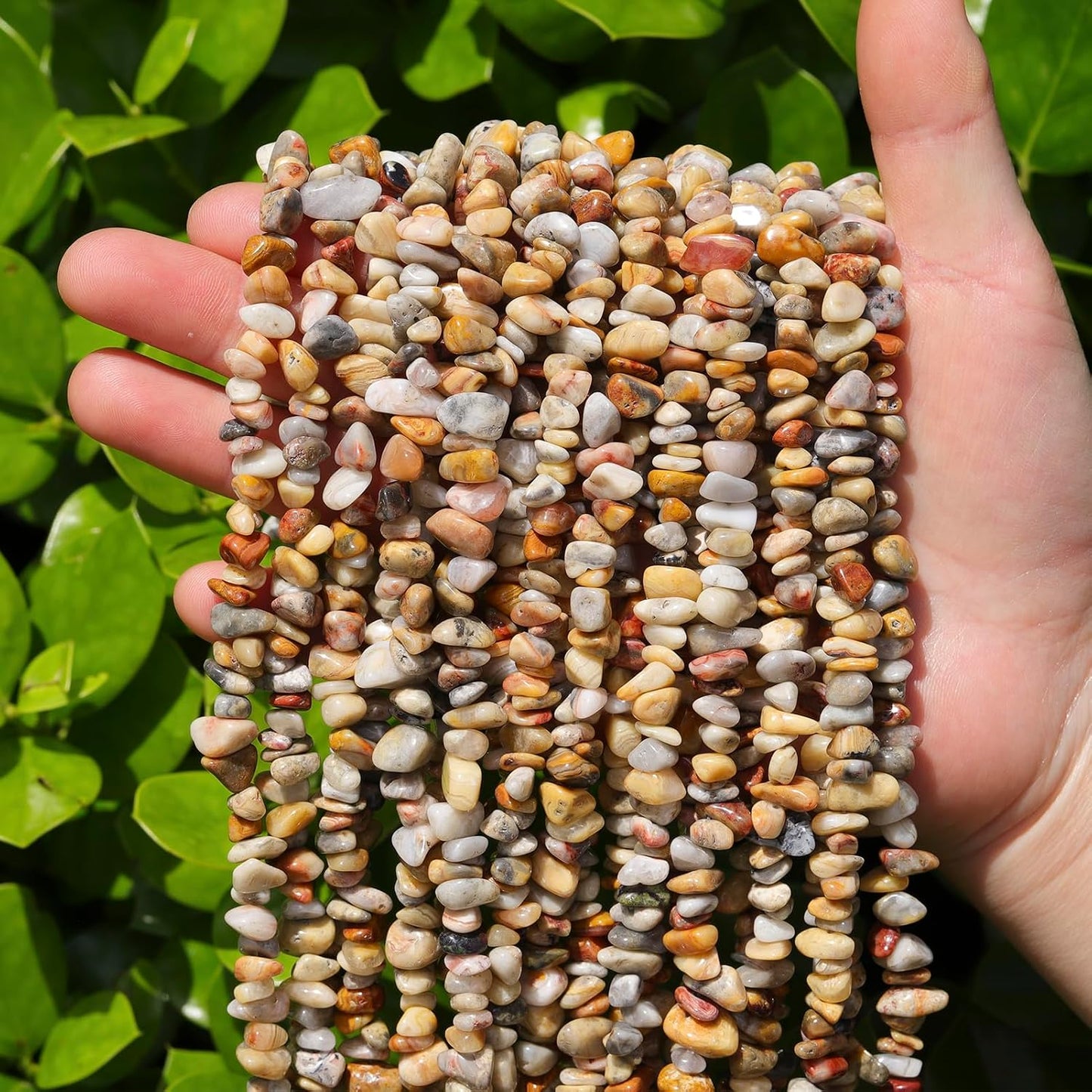 400Pcs 5-8mm Natural Yellow Crazy Lace Agate Chip Stone Beads | Pre-Drilled Irregular Healing Crystal Loose Gemstone Chip Beads for Adult DIY Bracelets, Necklaces, Earrings & Jewelry Making