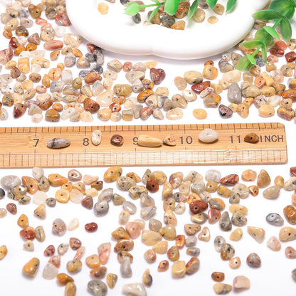 400Pcs 5-8mm Natural Yellow Crazy Lace Agate Chip Stone Beads | Pre-Drilled Irregular Healing Crystal Loose Gemstone Chip Beads for Adult DIY Bracelets, Necklaces, Earrings & Jewelry Making