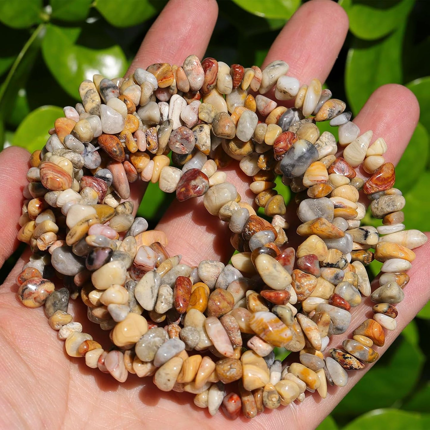 400Pcs 5-8mm Natural Yellow Crazy Lace Agate Chip Stone Beads | Pre-Drilled Irregular Healing Crystal Loose Gemstone Chip Beads for Adult DIY Bracelets, Necklaces, Earrings & Jewelry Making