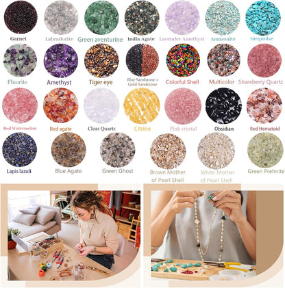 400Pcs 5-8mm Natural Yellow Crazy Lace Agate Chip Stone Beads | Pre-Drilled Irregular Healing Crystal Loose Gemstone Chip Beads for Adult DIY Bracelets, Necklaces, Earrings & Jewelry Making