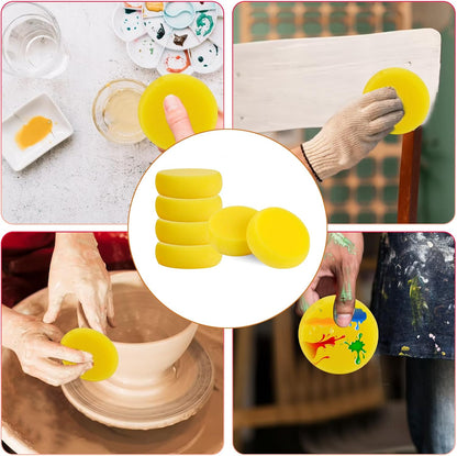 6 Pcs Pottery Sponges, Round Painting Sponge 3inch Yellow Artist Sponges Craft Clay Sponge Watercolor Sponges for Face Painting Pottery Ceramics Art Crafts