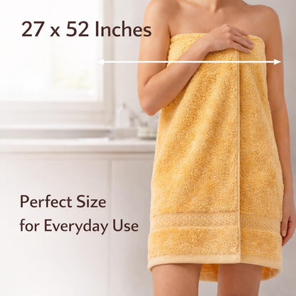 Bath Towels 27x52 | Soft & Quick-Dry | Highly Absorbent 100% Ring Spun Cotton Towels for Bathroom, Spa, Home & Hotel Use (Yellow (Pack of 5))