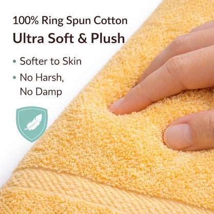 Bath Towels 27x52 | Soft & Quick-Dry | Highly Absorbent 100% Ring Spun Cotton Towels for Bathroom, Spa, Home & Hotel Use (Yellow (Pack of 5))