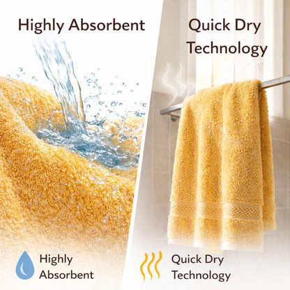 Bath Towels 27x52 | Soft & Quick-Dry | Highly Absorbent 100% Ring Spun Cotton Towels for Bathroom, Spa, Home & Hotel Use (Yellow (Pack of 5))