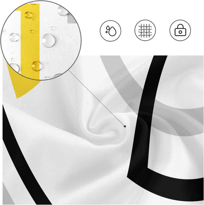 Yellow and Black Shower Curtain - Mid Century Modern Geometric Abstract Checkered Bathroom Decor, Minimalist Grey White Fabric Drapes, Simple Neutral Geometry Design, 60" W x 72" L, 12 Hooks