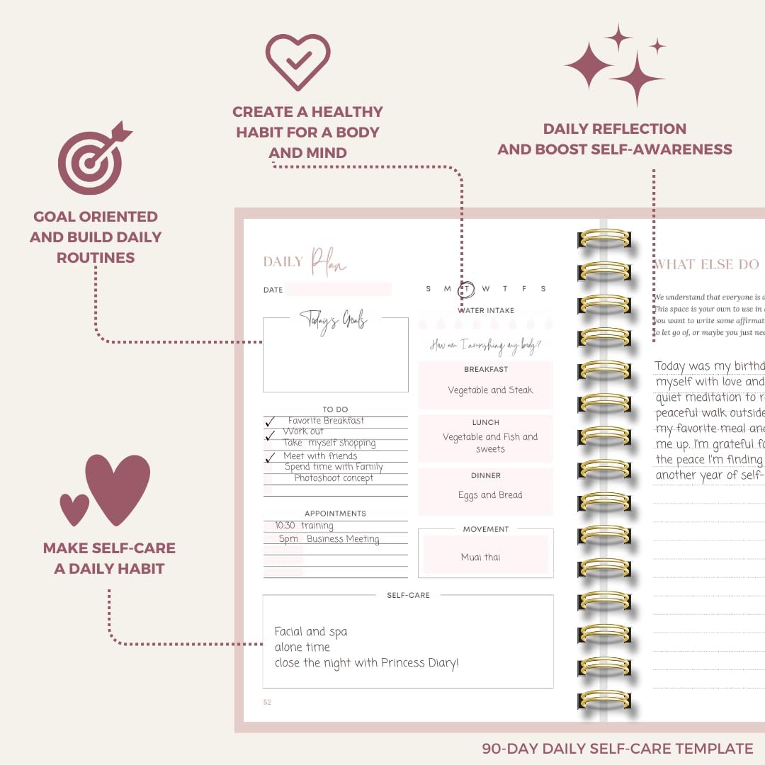 Self Care Journal for Women | 90 Days Wellness & Mindfulness Prompt, Yellow | Guided 90-Day Daily & Weekly, Undated Reflection Planner, Mindfulness, Productivity & Personal Development
