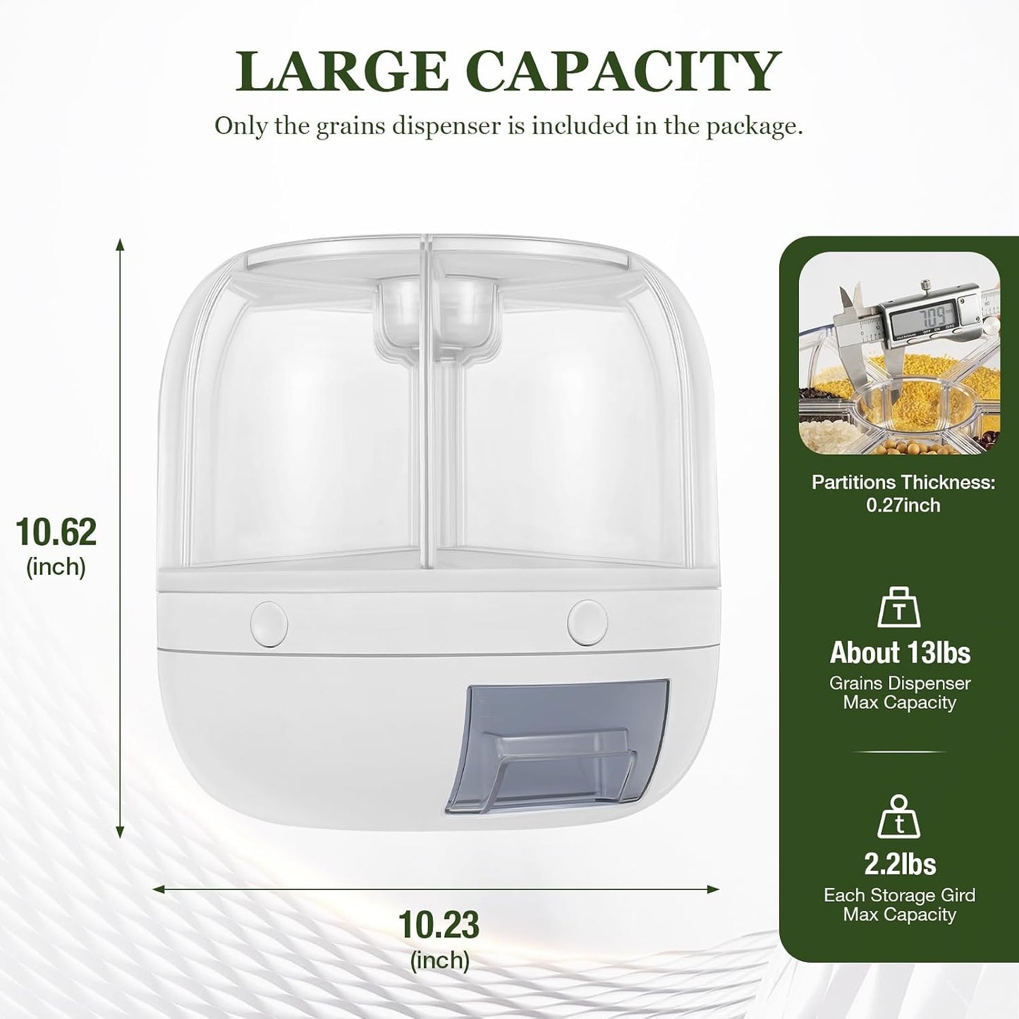 6 Grid Rotating Dry Storage, Cereal Storage Container Dispenser Countertop, Grain Organizer and Dispensers Round 360 Food Rotating Dispensers for Store Rice, Red Beans, Yellow Beans