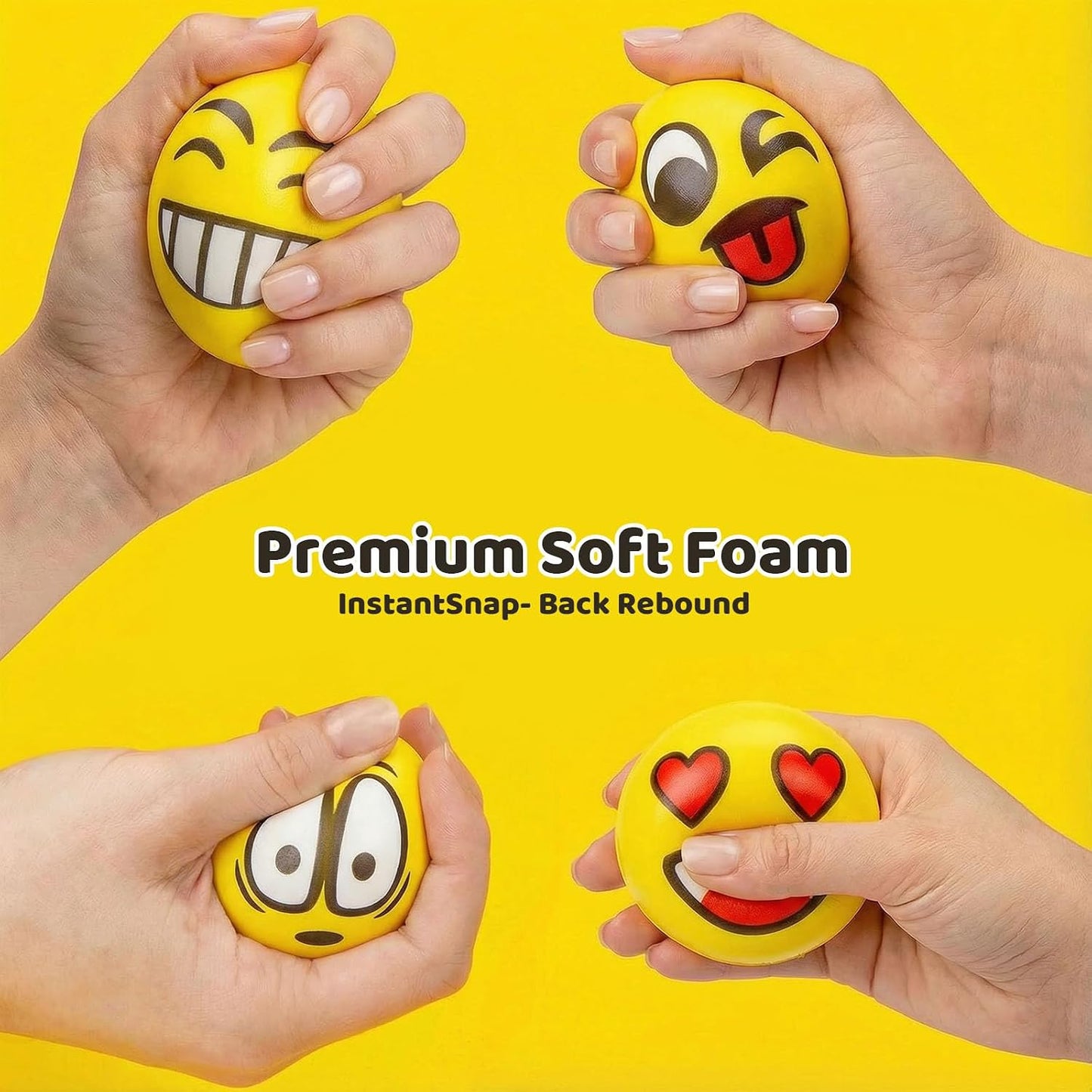 24PCS Stress Balls Bulk for Party Favors, 2.5 Inch Squishy Toys | Face Foam Squeeze Toys for Kids and Adult, Stress Relief Gifts for Coworkers, Classroom Prizes, Goodie Bag Stuffers