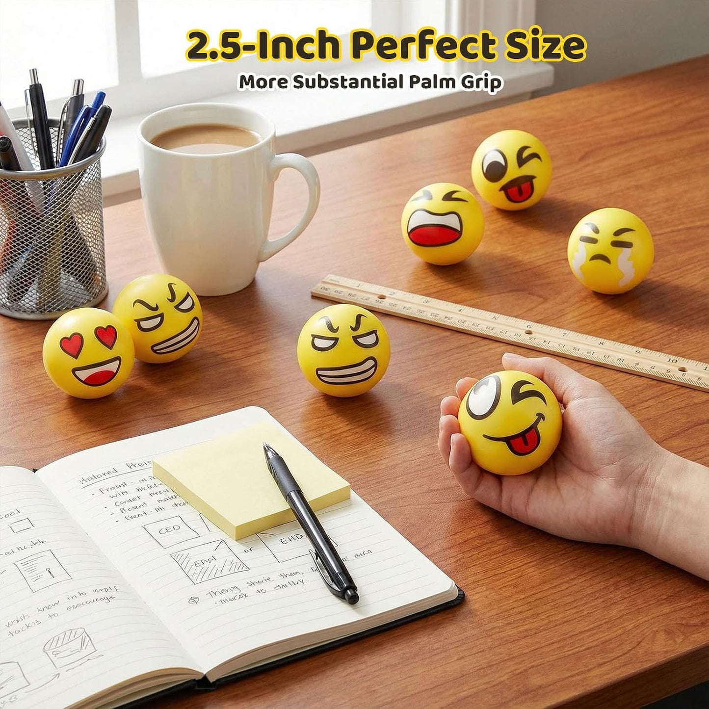 24PCS Stress Balls Bulk for Party Favors, 2.5 Inch Squishy Toys | Face Foam Squeeze Toys for Kids and Adult, Stress Relief Gifts for Coworkers, Classroom Prizes, Goodie Bag Stuffers