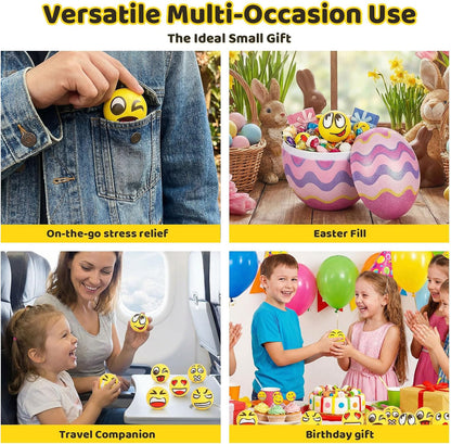 24PCS Stress Balls Bulk for Party Favors, 2.5 Inch Squishy Toys | Face Foam Squeeze Toys for Kids and Adult, Stress Relief Gifts for Coworkers, Classroom Prizes, Goodie Bag Stuffers