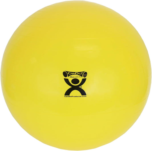 Inflatable Exercise Ball Yellow 18" Durable Extra Thick Non-Slip Stability Ball for Core Workouts Yoga Pilates Active Seating Physical Therapy Pregnancy Home Gym Flexibility