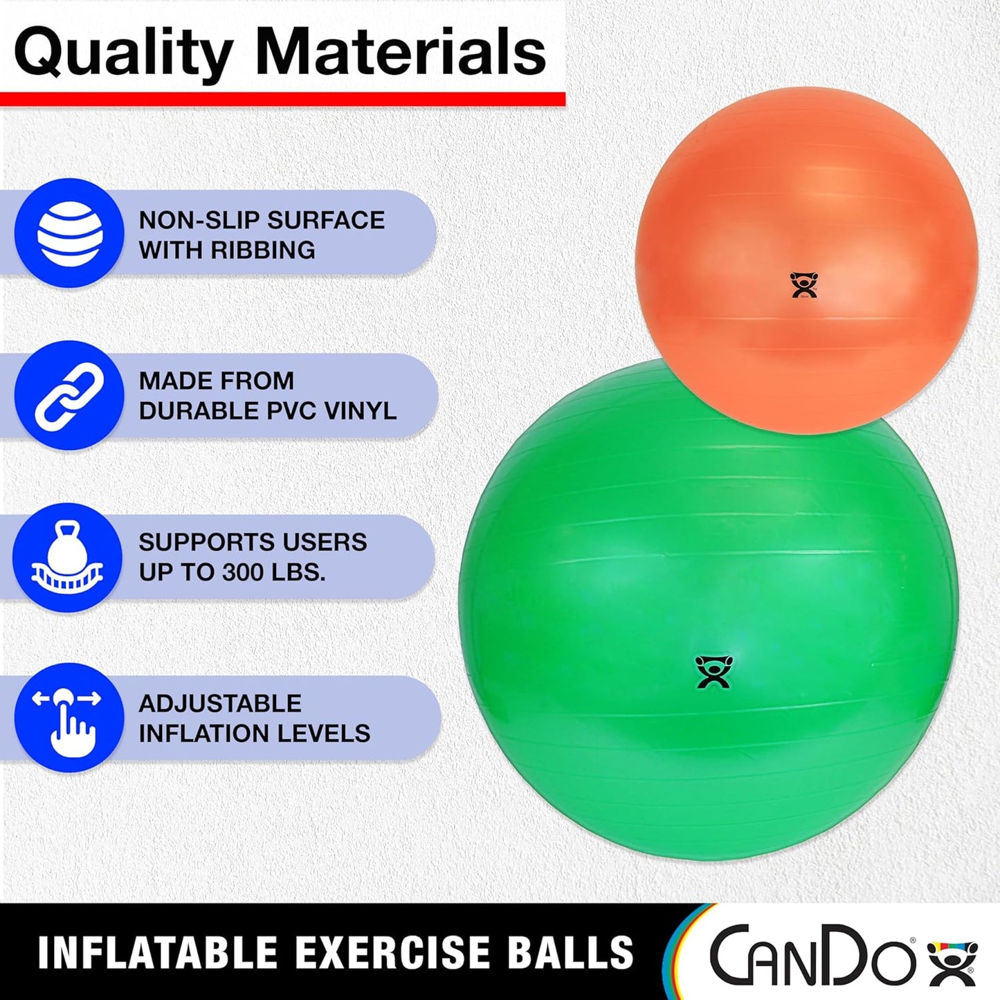 Inflatable Exercise Ball Yellow 18" Durable Extra Thick Non-Slip Stability Ball for Core Workouts Yoga Pilates Active Seating Physical Therapy Pregnancy Home Gym Flexibility