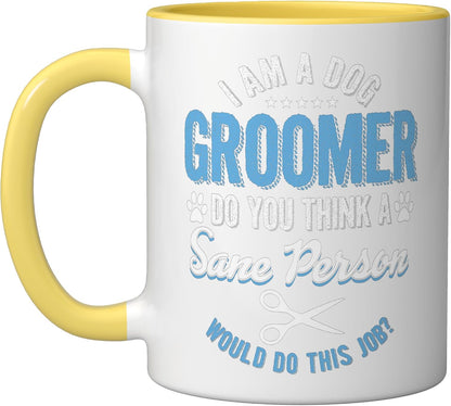 Dog Groomer Animal Canine Care Pet Grooming Dogs Owner Ceramic Mug, Yellow/White