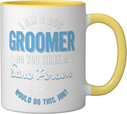 Dog Groomer Animal Canine Care Pet Grooming Dogs Owner Ceramic Mug, Yellow/White