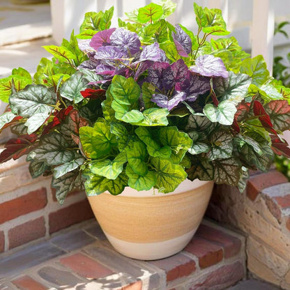 Artificial Plants Fake Greenery for Outdoor Outside Porch Summer Decoration | Faux Heuchera UV Resistant Look Real Silk Shrubs Bushes for Planters Patio Pots Yard Window Box, 6 Bundles