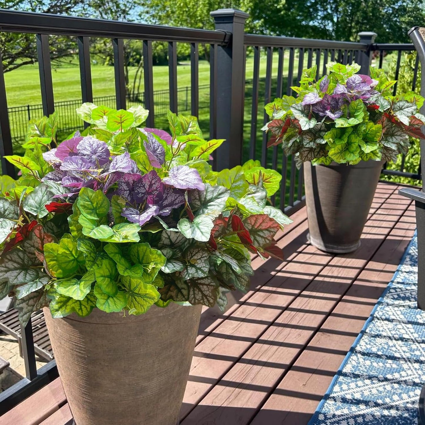 Artificial Plants Fake Greenery for Outdoor Outside Porch Summer Decoration | Faux Heuchera UV Resistant Look Real Silk Shrubs Bushes for Planters Patio Pots Yard Window Box, 6 Bundles