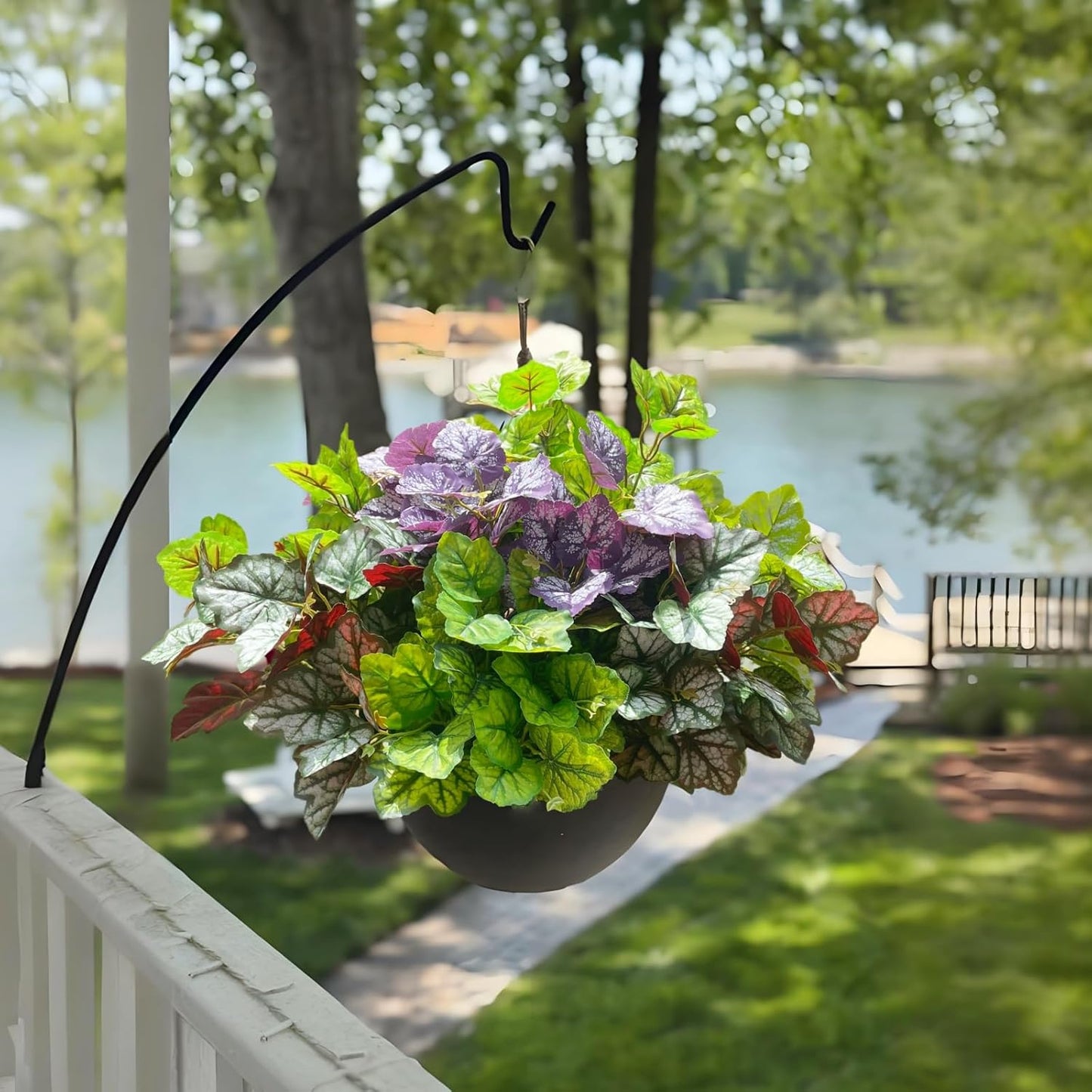 Artificial Plants Fake Greenery for Outdoor Outside Porch Summer Decoration | Faux Heuchera UV Resistant Look Real Silk Shrubs Bushes for Planters Patio Pots Yard Window Box, 6 Bundles