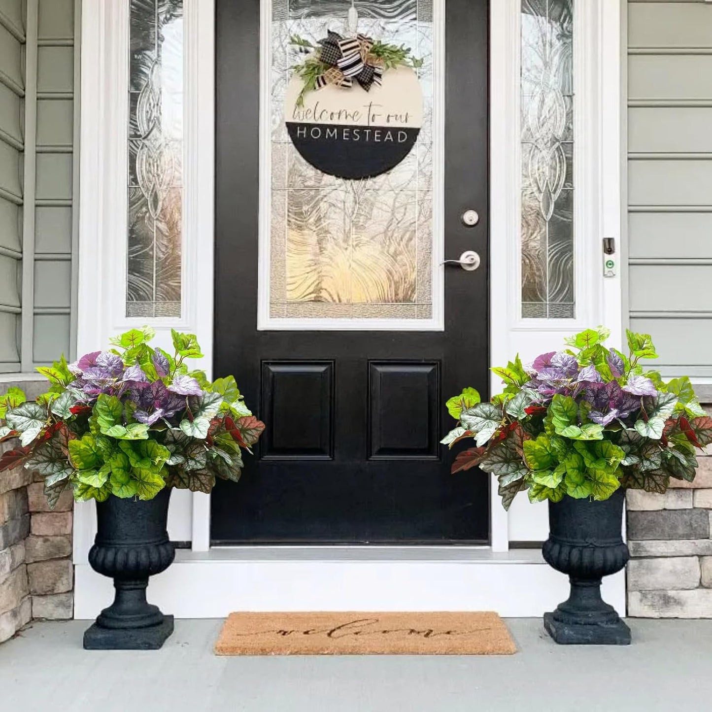Artificial Plants Fake Greenery for Outdoor Outside Porch Summer Decoration | Faux Heuchera UV Resistant Look Real Silk Shrubs Bushes for Planters Patio Pots Yard Window Box, 6 Bundles