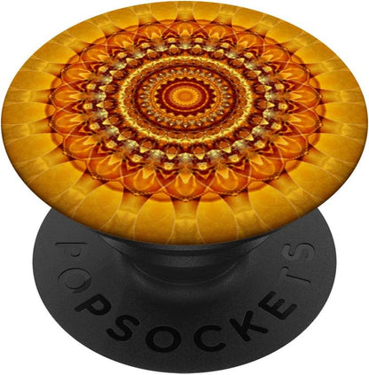 Yellow Mandala Pop Mount Socket Yoga Divine Meditation PopSockets Grip and Stand for Phones and Tablets