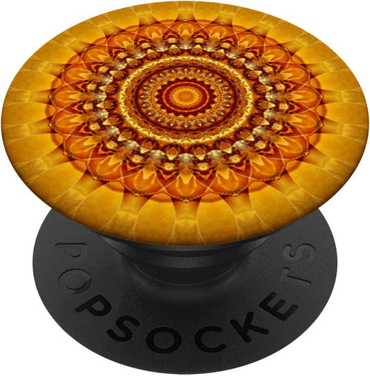 Yellow Mandala Pop Mount Socket Yoga Divine Meditation PopSockets Grip and Stand for Phones and Tablets